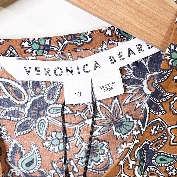 Veronica Beard Ruffle Balloon Sleeves Weslayan Blouse Top in Cinnamon Multi - Picture 5 of 10